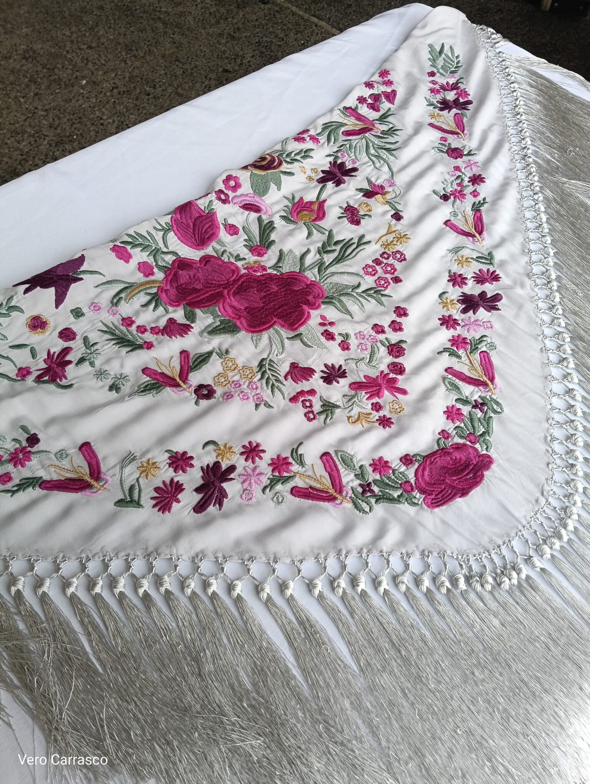 Mantón Soleá gris perlado - 1