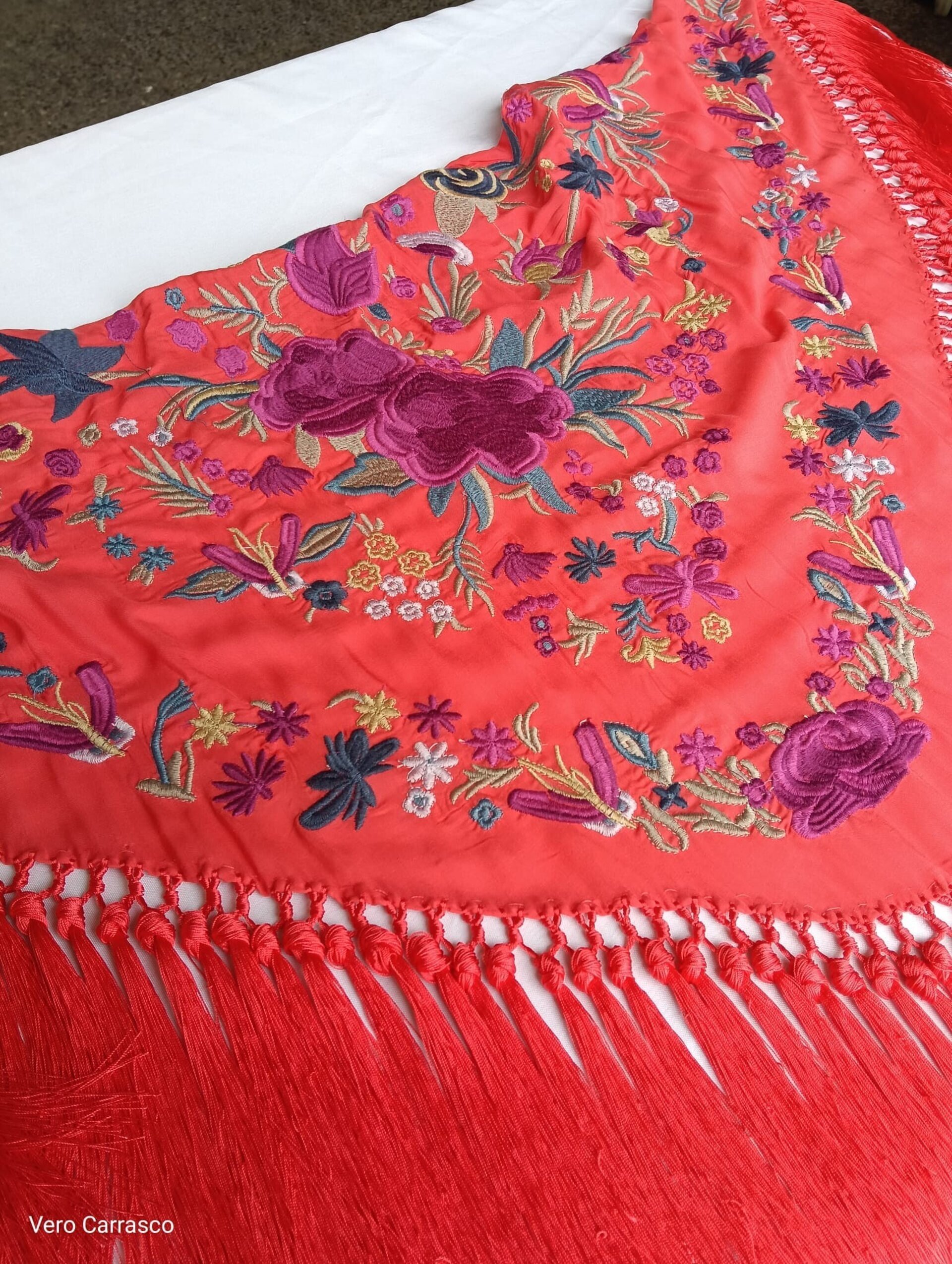 Mantón Soleá coral - 1