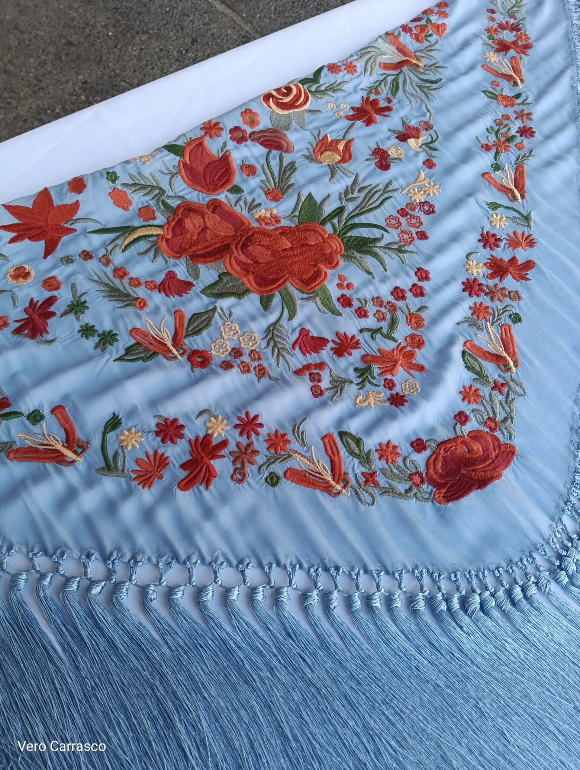 Mantón Soleá celeste - 1