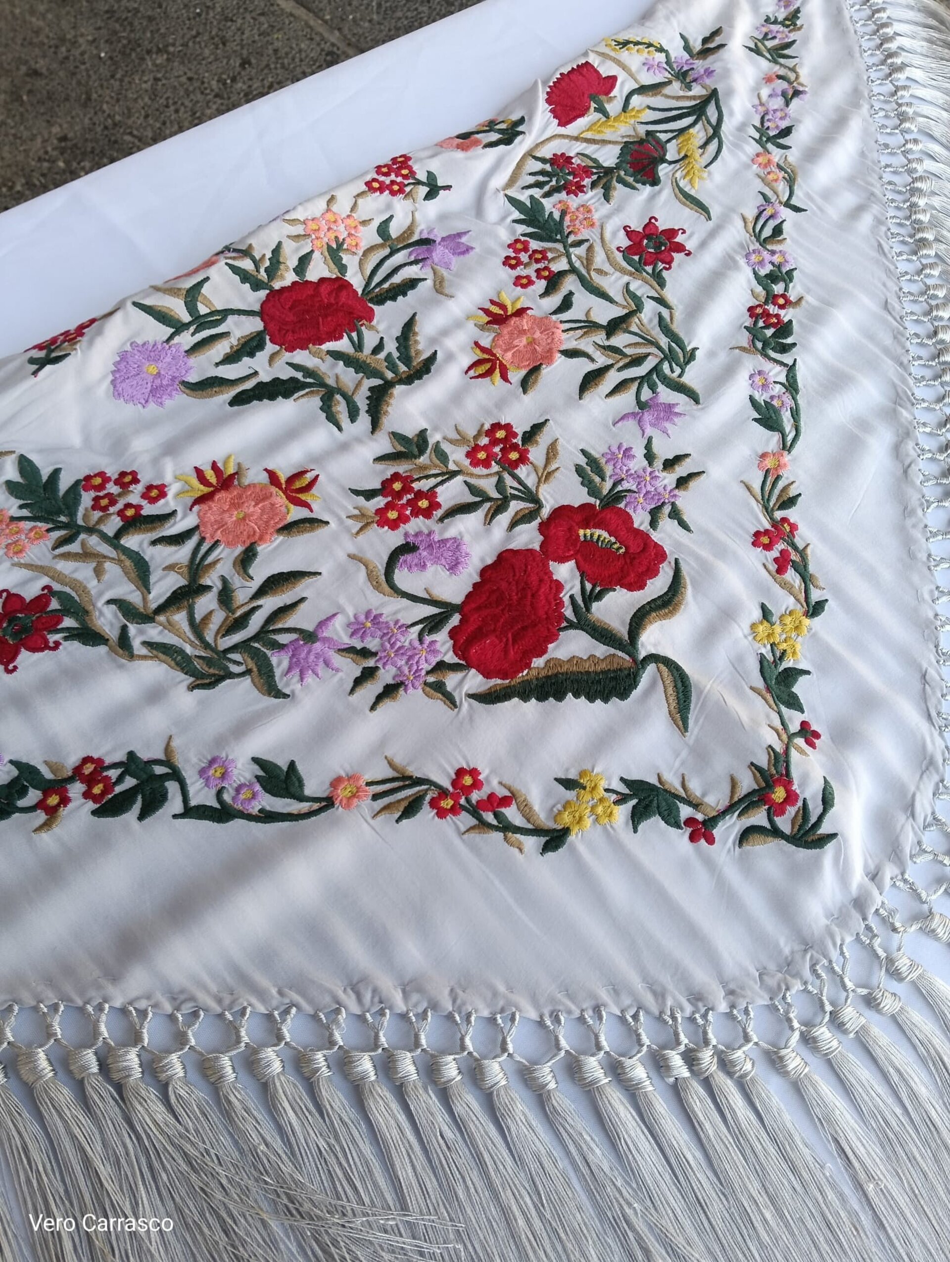 Mantón Bulería gris perlado - 1