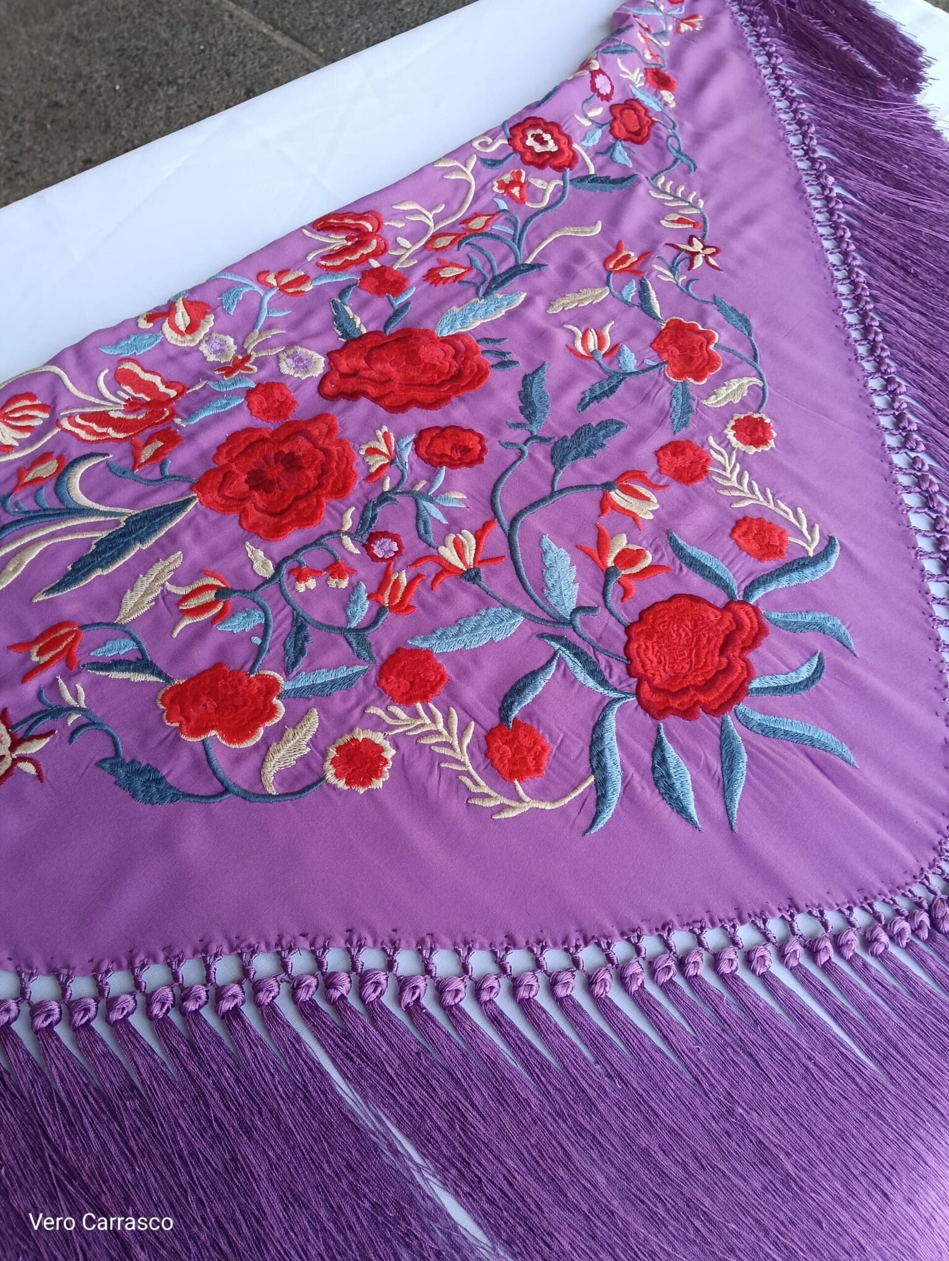 Mantón Bulería malva - 1